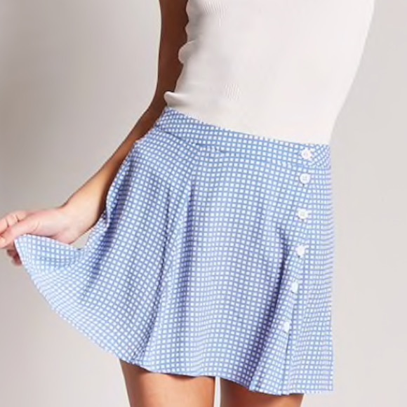 light blue gingham skirt